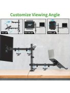 Ergonomikus, állítható laptopállvány, szénacél karral