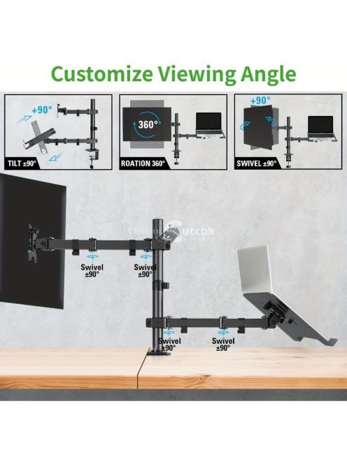 Ergonomikus, állítható laptopállvány, szénacél karral
