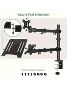 Ergonomikus, állítható laptopállvány, szénacél karral