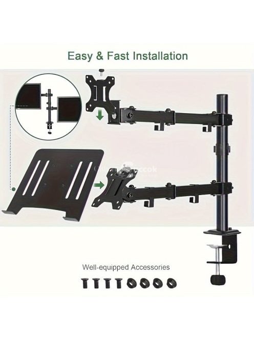 Ergonomikus, állítható laptopállvány, szénacél karral