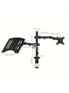 Ergonomikus, állítható laptopállvány, szénacél karral