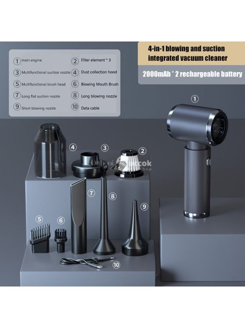 Vezeték nélküli autóporszívó cserélhető fejekkel