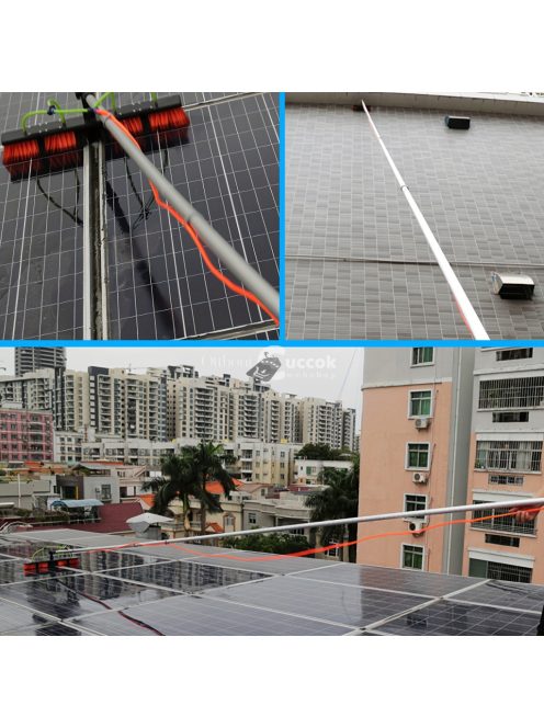 Napelemes paneltisztító kefe készlet vízáramlással