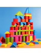 82 db-os színes fa építőkocka