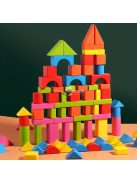 82 db-os színes fa építőkocka