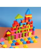 82 db-os színes fa építőkocka