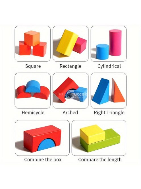 82 db-os színes fa építőkocka