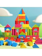 82 db-os színes fa építőkocka