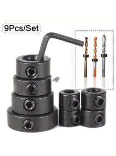   9 darabos precíziós faipar fúrószár készlet állítható mélységállítóval