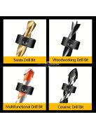 9 darabos precíziós faipar fúrószár készlet állítható mélységállítóval