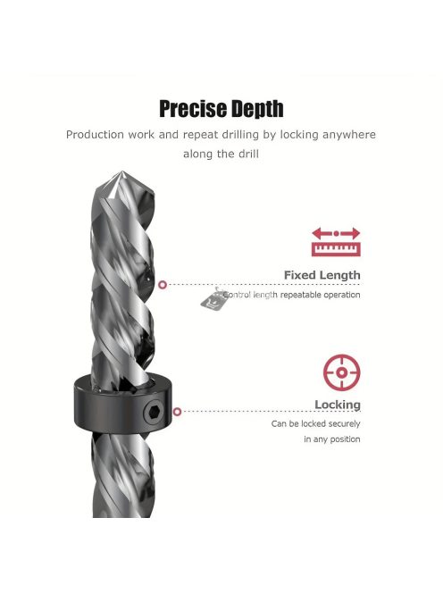 9 darabos precíziós faipar fúrószár készlet állítható mélységállítóval