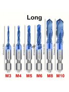 6db Titán Bevonatú Hatlapú Szárú HSS Csavarmenetes Metrikus Menetfúrófej