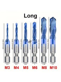  6db Titán Bevonatú Hatlapú Szárú HSS Csavarmenetes Metrikus Menetfúrófej