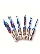 6db Titán Bevonatú Hatlapú Szárú HSS Csavarmenetes Metrikus Menetfúrófej