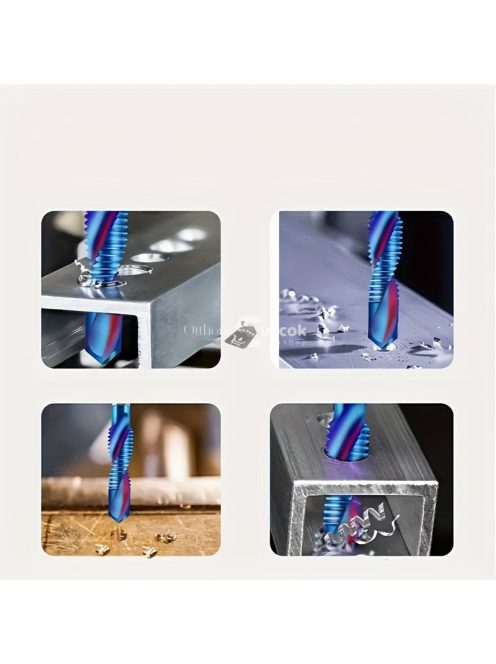 6db Titán Bevonatú Hatlapú Szárú HSS Csavarmenetes Metrikus Menetfúrófej