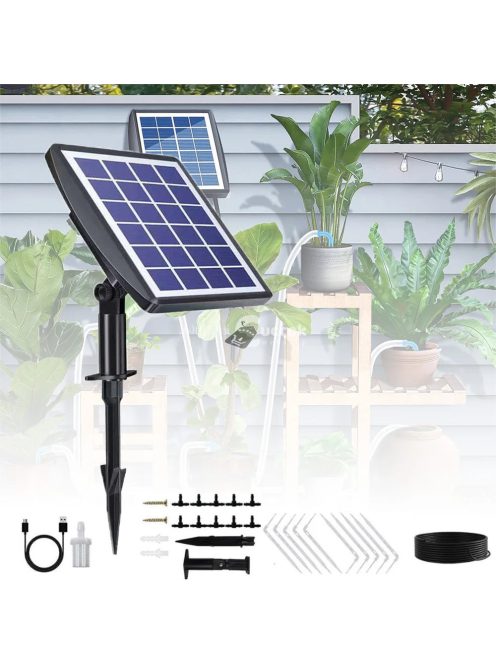 Napelemes öntözőrendszer – automatikus csepegtető öntöző készlet, önöntöző eszköz, 2000 mAh akkumulátorral"