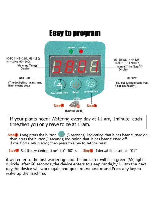 Napelemes öntözőrendszer – automatikus csepegtető öntöző készlet, önöntöző eszköz, 2000 mAh akkumulátorral"