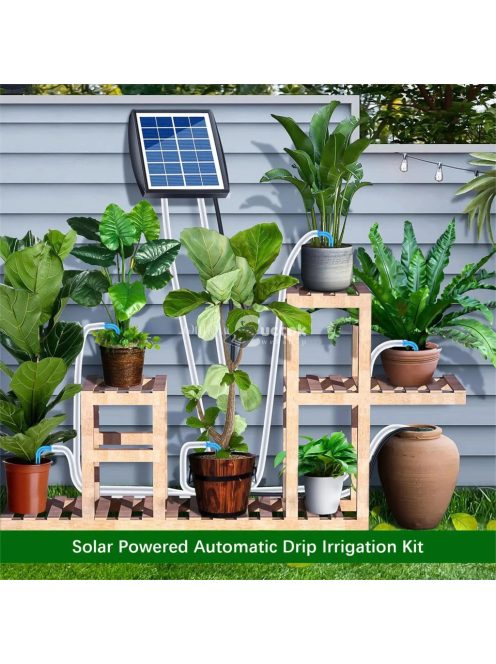 Napelemes öntözőrendszer – automatikus csepegtető öntöző készlet, önöntöző eszköz, 2000 mAh akkumulátorral"