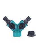 2-utas kerti tömlő elosztó – öntözéshez, virágültetéshez, vízmegállító csappal