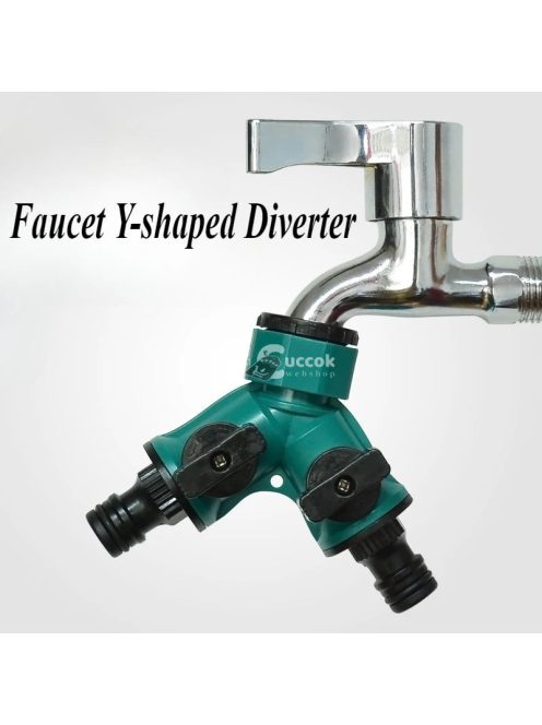 2-utas kerti tömlő elosztó – öntözéshez, virágültetéshez, vízmegállító csappal