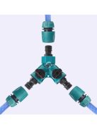 2-utas kerti tömlő elosztó – öntözéshez, virágültetéshez, vízmegállító csappal