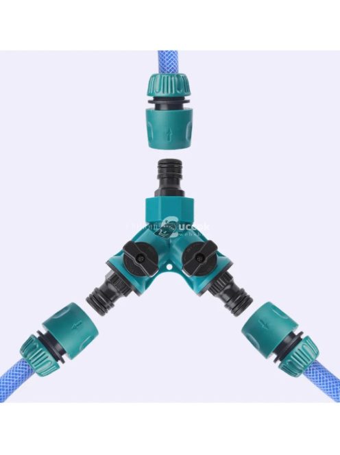 2-utas kerti tömlő elosztó – öntözéshez, virágültetéshez, vízmegállító csappal