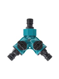   2-utas kerti tömlő elosztó – öntözéshez, virágültetéshez, vízmegállító csappal