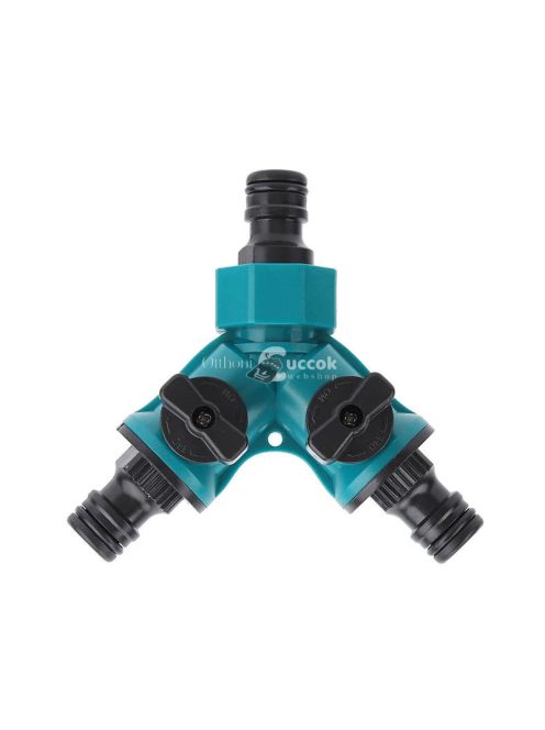 2-utas kerti tömlő elosztó – öntözéshez, virágültetéshez, vízmegállító csappal