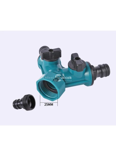 2-utas kerti tömlő elosztó – öntözéshez, virágültetéshez, vízmegállító csappal