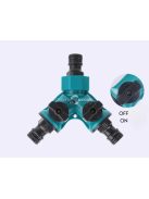 2-utas kerti tömlő elosztó – öntözéshez, virágültetéshez, vízmegállító csappal