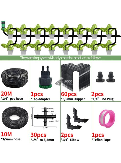 Üvegházi csepegtető öntözőrendszer készlet