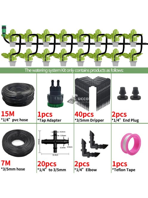 Üvegházi csepegtető öntözőrendszer készlet