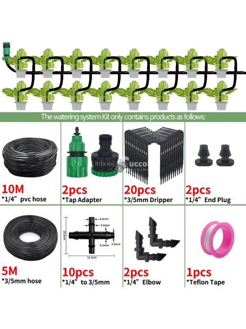 Üvegházi csepegtető öntözőrendszer készlet