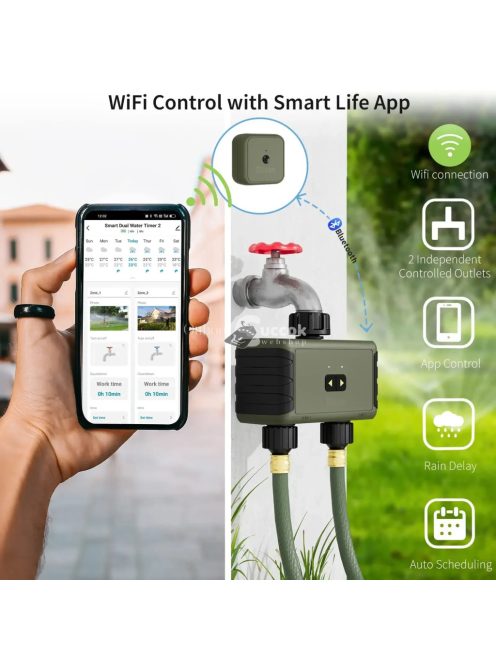 Diivoo automatikus öntöző vezérlő – vízidőzítő, Wi-Fi vezérlésű vízcsap szelep