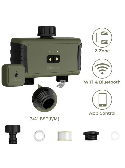 Diivoo automatikus öntöző vezérlő – vízidőzítő, Wi-Fi vezérlésű vízcsap szelep