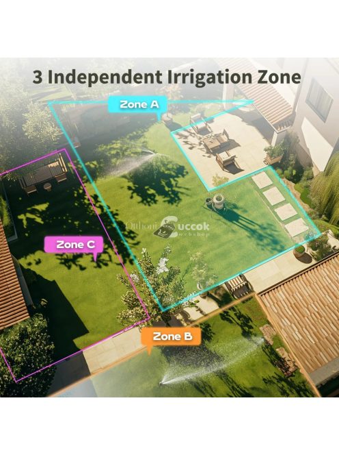 Kerti vízidőzítő – 3 zónás programozható automatikus öntöző időzítő, eső késleltető
