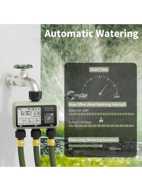 Kerti vízidőzítő – 3 zónás programozható automatikus öntöző időzítő, eső késleltető