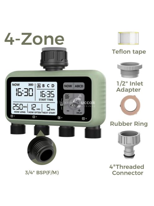 Kerti vízidőzítő – 3 zónás programozható automatikus öntöző időzítő, eső késleltető