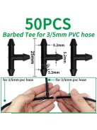 50 db 3-utas T-idom műanyag csőcsatlakozó