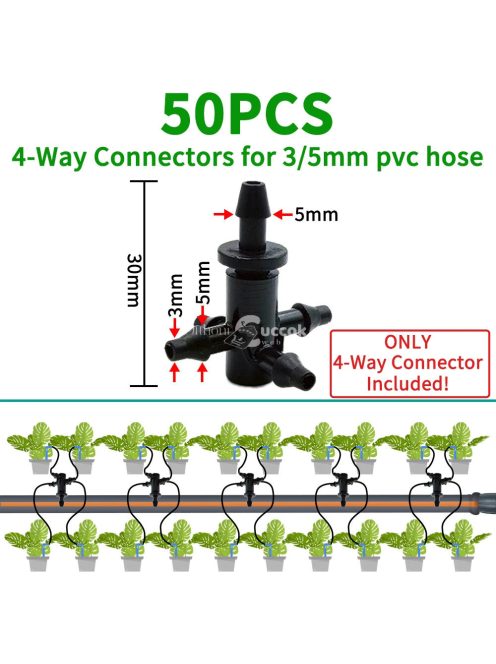 50 db 3-utas T-idom műanyag csőcsatlakozó