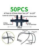 50 db 3-utas T-idom műanyag csőcsatlakozó