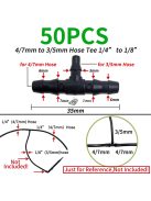 50 db 3-utas T-idom műanyag csőcsatlakozó