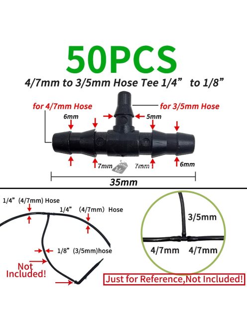 50 db 3-utas T-idom műanyag csőcsatlakozó