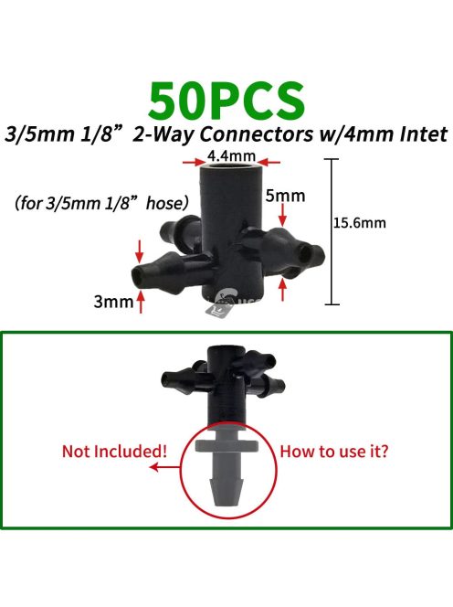 50 db 3-utas T-idom műanyag csőcsatlakozó