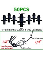 50 db 3-utas T-idom műanyag csőcsatlakozó