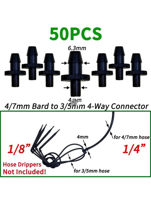 50 db 3-utas T-idom műanyag csőcsatlakozó