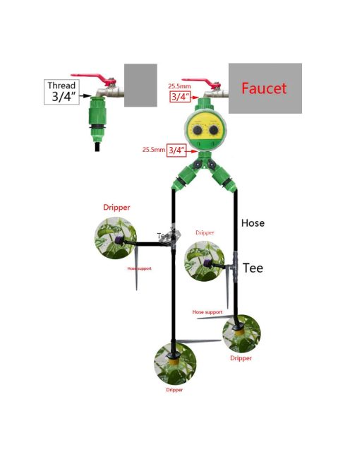 Automata csepegtető öntözőrendszer készlet időzítővel
