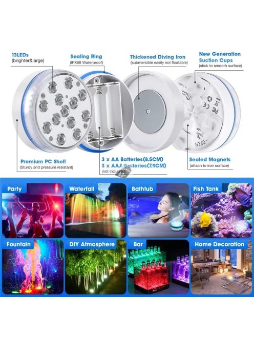 Víz alatti RGB LED lámpa távirányítóval