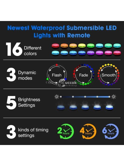 Víz alatti RGB LED lámpa távirányítóval