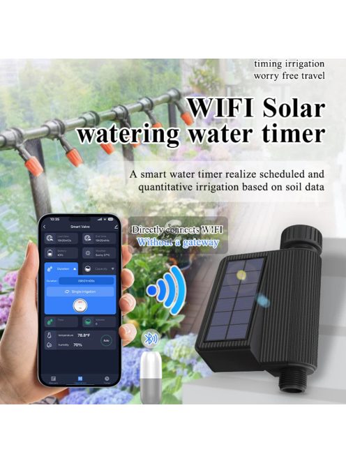 Okos WiFi-s öntöző időzítő napenergiával